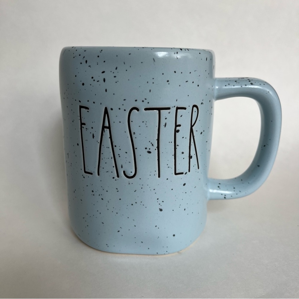 Rae Dunn Easter mug Artisan Collection by Magenta blue mug speckled “Easter”